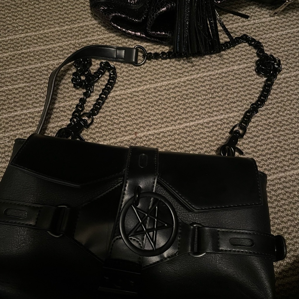 Killstar Black Crossbody Bag with Chain Strap